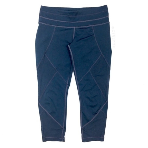 Athleta Slate Blue Mesh Capri Crop Leggings - Picture 2 of 7